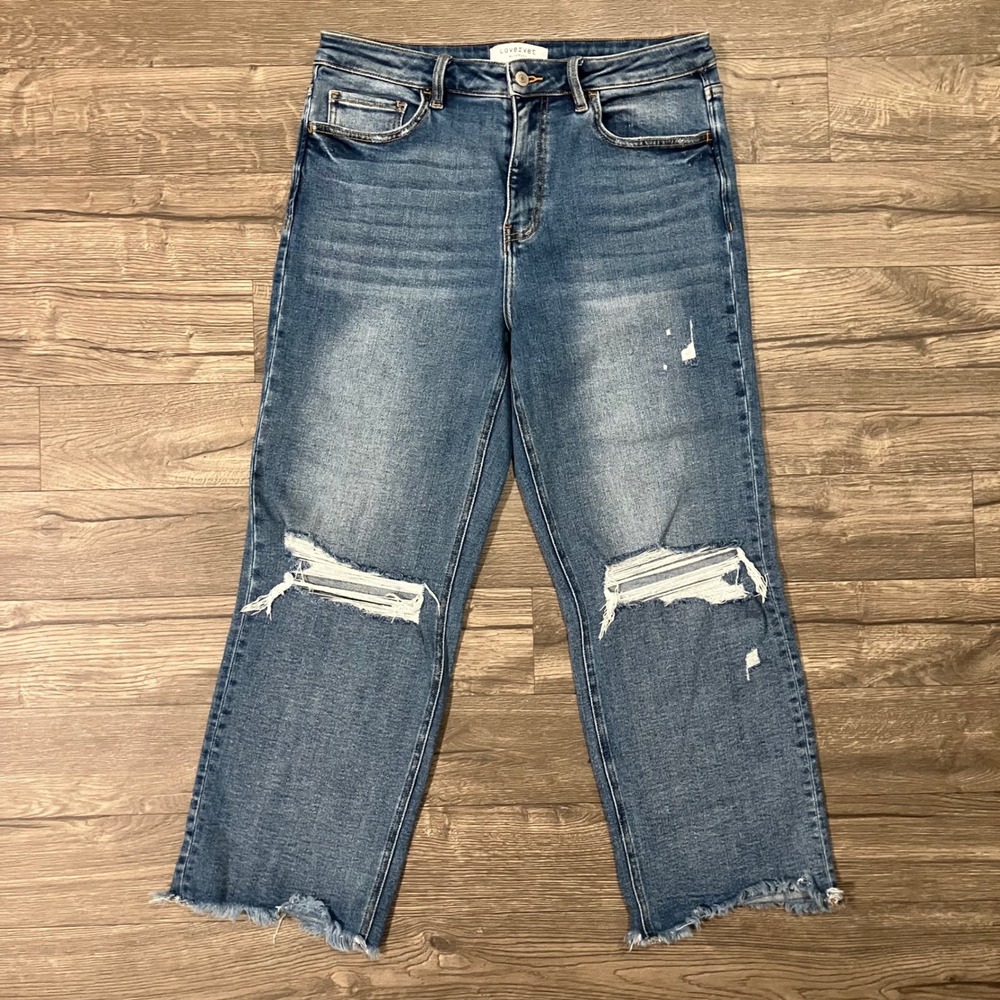 Lovervet by Vervet Distressed High Rise Straight Leg Jeans Women's Size 31/13